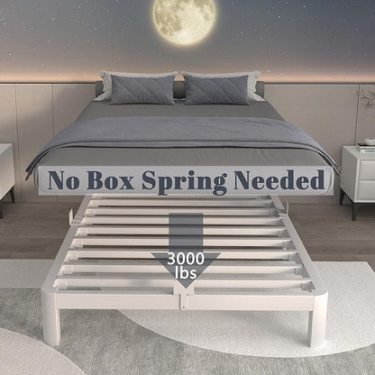 ITIMIDI 6 Inch Twin White Bed Frames, Platform Bed Frame with Metal Gaskets, Heavy Duty Steel Support 3000 LBS, No Box Spring Needed, Anti-Slip Mattress Stopper, Easy Assembly