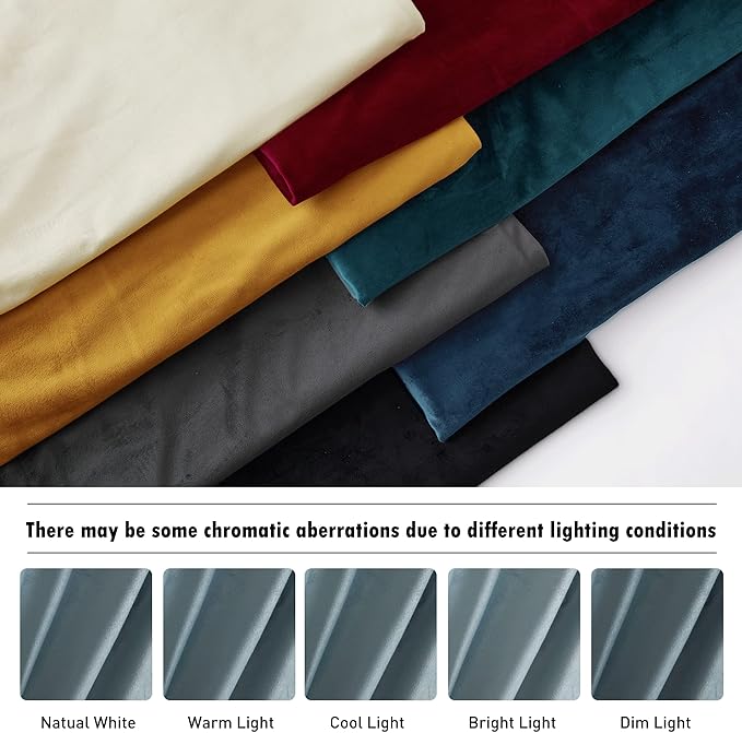 RYB HOME Blue Velvet Curtains 84 inches- Blackout Curtains for Living Room, Thermal Insulated Noise Reducing Panels Soft Luxury Window Decor for Bedroom, Stone Blue, W52 x L120 inches, 2 Panels
