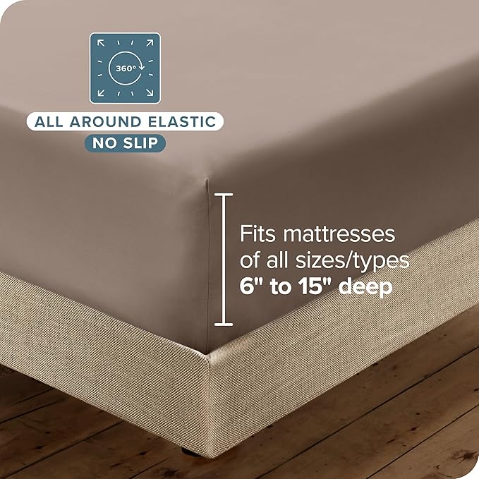 Bare Home Hotel Luxury Full Sheet Set, Extra Soft - 6 Piece Set - Deep Pockets - Easy Fit - Cooling & Breathable - Wrinkle, Fade, Stain Resistant - Includes 4 Pillowcases (Full, Taupe)