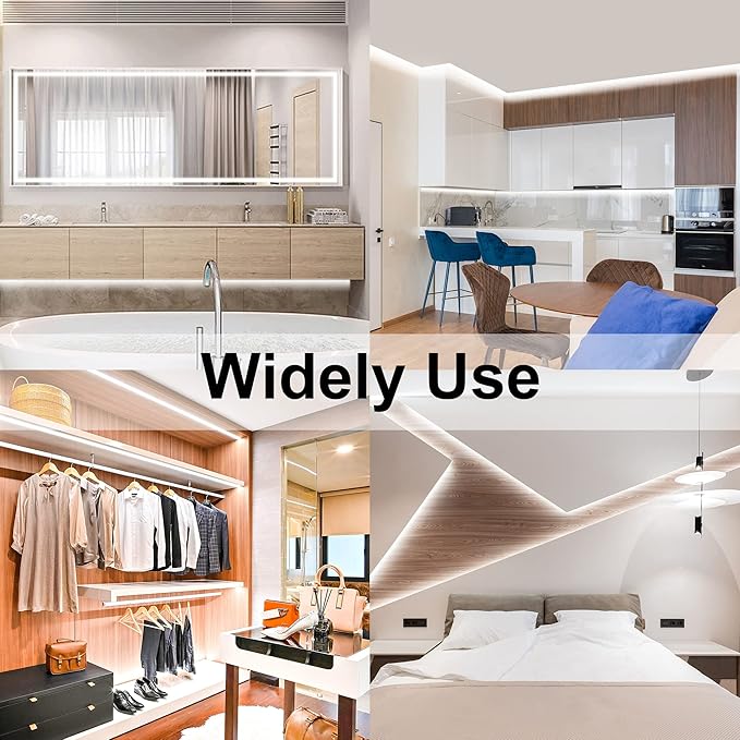 White COB LED Strip Light, Dimmable 24.6ft/7.5m LED Light, 6000K Daylight White 2400 LEDs High Lumen LED Tape Lights CRI 90+ with RF Remote and UL Power for Bedroom,Kitchen,DIY Home Decoration