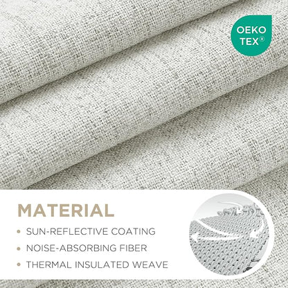 Joydeco Blackout Curtains for Bedroom - 100% Light Blocking 2 Panels Set White Drapes 37" W x 84" L, Thermal Insulated Room Darkening Curtains, Linen Textured for Living Room, Rod Pocket & Back Tabs