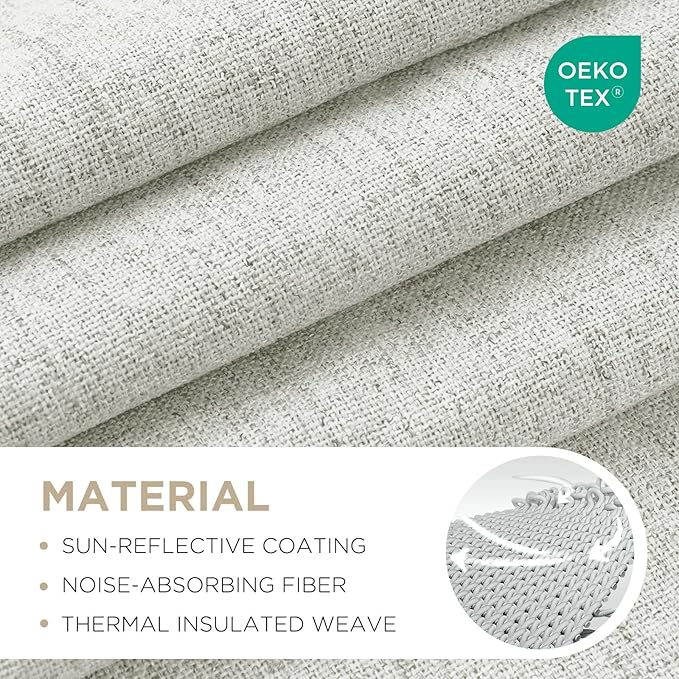 Joydeco Blackout Curtains for Bedroom - 96 Inch Long 100% Light Blocking 2 Panels Set White Drapes, Thermal Insulated Room Darkening Curtains, Linen Textured for Living Room, Rod Pocket & Back Tabs