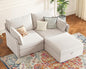 ABCASA Luxury Modular Sectional Sofa, L-Shaped 3-Seat Couch with Storage Ottoman Deep Seat & Reversible Chaise Lounge Chenille White for Compact Spaces, Apartments, Dorm