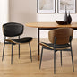 Art Leon Faux Leather Dining Chairs, Set of 2, Mid Century Modern Desk Chair No Wheels, Armless Accent Chair with Black Metal Legs, Black/Walnut