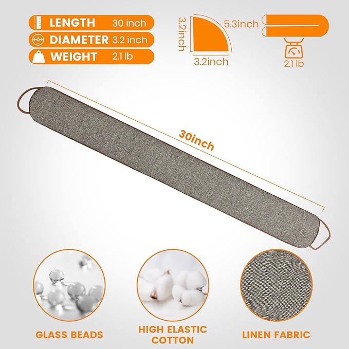 TORRAMI Under Door Draft Stoppers 30 Inch, Heavy Triangle Stop Draft Block Cold Air/Wind/Breeze Noise Blocker Door Sweeps Weather Stripping Bottom Seal Brown