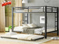 Upgraded Version Thicken Metal Heavy Duty Queen Over Queen Bunk Bed with Trundle, Best Modern Style Stronger BunkBed Frame Queen Size with Ladders for Adults, Easy Assembly (with Trundle)