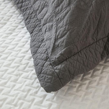 MarCielo 3-Piece 100% Cotton Oversized Bedspread Lightweight Quilt Coverlet Embroidery Farmhouse Bedding Set T0 (Dark Grey, Oversized Queen (100"x106"))