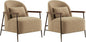 CHITA Accent Chair for Living Room Set of 2, FSC Certified Modern Upholstered Faux Sherpa Fabric Armchair with Metal Frame and Wooden Armrests, Camel