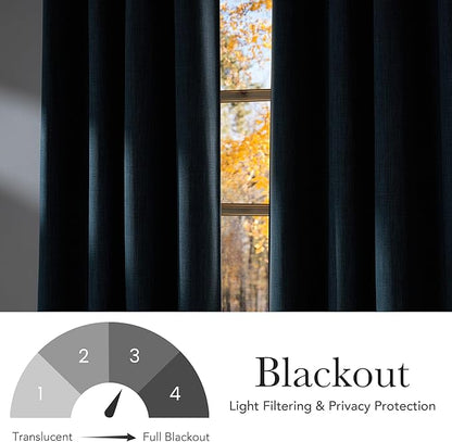 NICETOWN Faux Linen Stone Blue Blackout Curtains 84 inches Long for Living Room - Privacy Panels for Bedroom, Modern Farmhouse Style Easy Care Grommet Top, 2 Panels, W52 by L84