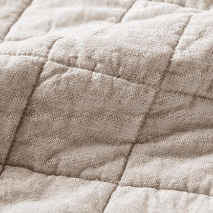 Hyde Lane Luxury Linen Quilt Set Queen Size, Organic European Flax Cotton Blend Bedding for Bedspread and Coverlet, Box Stitched, with 2 Pillow Shams, 90"x96", Linen