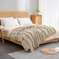 Ultra Soft Pre-Washed Quilted Boho Beige Queen Size Blankets for Bed, Ruffle Fringed Decorative Throw, Stone Washed Chic Rustic Blanket for Sofa Couch Bed, 90"*90"