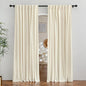 RYB HOME Velvet Curtains 90 inches Length, Back Tab & Rod Pocket Soft Fabric Curtains & Drapes for Bedroom Room Divider, Cream White, W 62 x L 90, 2 Panels Set