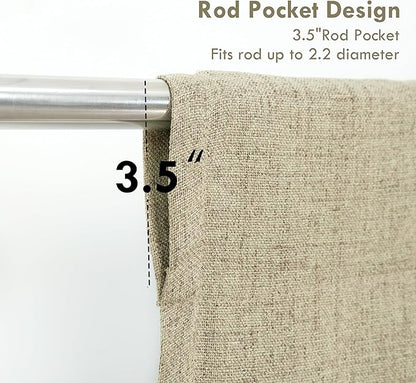 DriftAway Double Layer Linen Blackout Tie Up Curtains Thermal Insulated Fully Lined Balloon Roman Shade Bathroom Window Adjustable Rod Pocket for Small Window 25 Inch by 47 Inch Light Khaki Linen