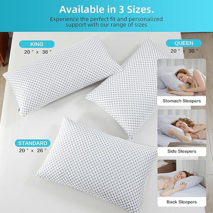 SAPHREAS Cooling Bed Pillows Queen for Sleeping, Luxury Hotel Shredded Memory Foam Pillows for Side Back Stomach Sleepers, Cool Firm Pillow for Neck Support
