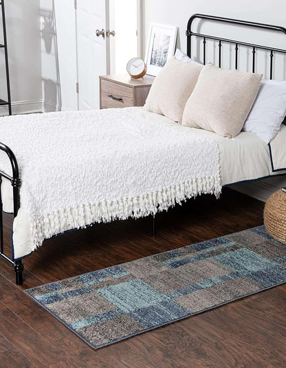 Unique Loom Autumn Collection Area Rug - Providence (2' 7" x 12' Runner, Blue Gray/ Light Brown)