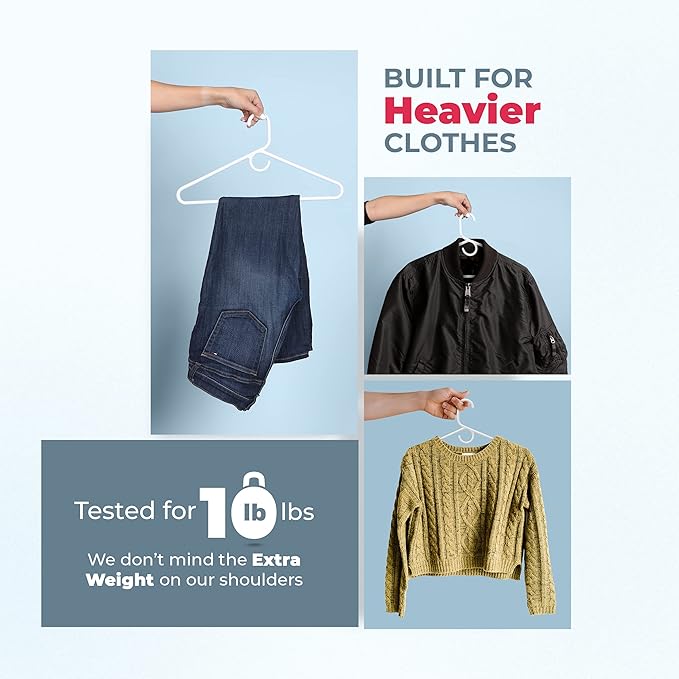 Neaties Heavy Duty Clothes Hangers 100 Pack (108 Count) – Made in The USA – 8lb Capacity Plastic Hangers for Adult Clothing – Durable for Pants, Coats, Jackets, or Jeans – Pink