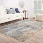 Area Rug 8×10, Large Vintage Boho Rug,Ultra-Soft Low Pile, Washable, Non Slip,Stain Resistant, Printed Carpet for Living Room Bedrooms Playroom Office Kitchen, Gold/Grey