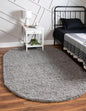 Unique Loom Solid Shag Collection Area Rug (3' 3" x 5' 3" Oval, Cloud Gray)