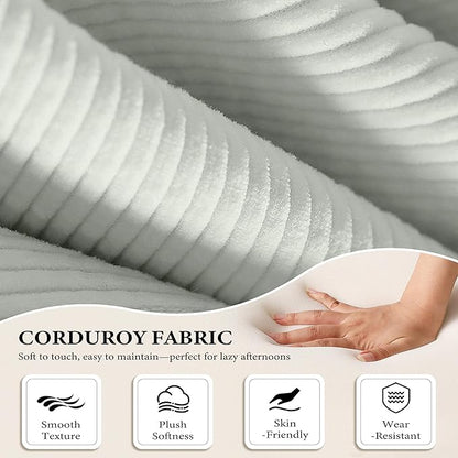 Boneless Couch Folding Couches for Living Room Sofa, Futon Sofa Bed with Sleeper Sofa, Futon Couch with Fixed-Shape Oversized Corduroy Upholstered (Light Grey, 81 Inches)