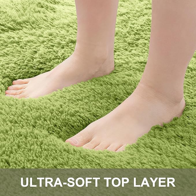 OLANLY 8x10 Machine Washable Large Area Rugs for Living Room, Bedroom, Soft Fluffy Shaggy Bedside Rug, Indoor Floor Carpet for Kids Girls and Boys, Dorms, Nursery, Home Decor Aesthetic, Grass Green