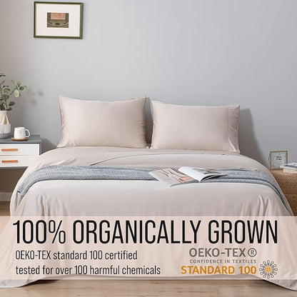 Bella Coterie Luxury Bamboo Viscose Cal King Size Sheet Set | 100% Organically Grown | Ultra Soft | Cooling for Hot Sleepers | 18" Deep Pocket [Dune]