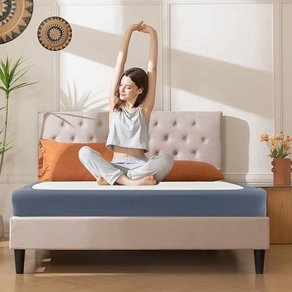 Biscaynebay Decorative Box Spring Cover Full & Full XL Size, Dark Grey Luxurious Jersey Knitting Stretchy Wrap Around 4 Sides Bed Skirt for Home/Hotels, Easy Fit Wrinkle & Fade Free Machine Washable