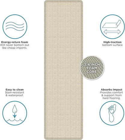 GelPro Decorative Foam Floor Mat, 30" x 108", Tweed Antique White