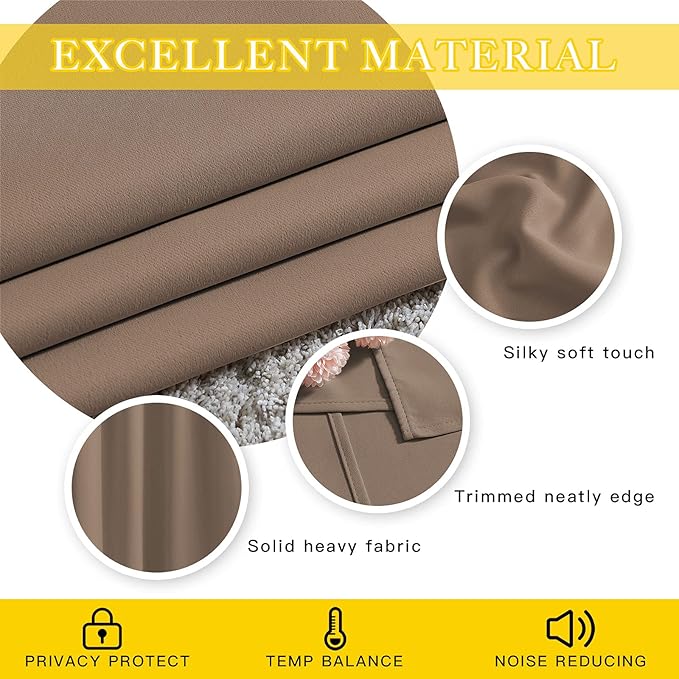 NICETOWN Blackout Curtain for Patio Door, Grommet Top Sliding Door Panel Thermal Insulated Bedroom Blackout Curtain for Villa/Hall/Parlor (Cappuccino, 1 Panel, 80" W x 95" L)