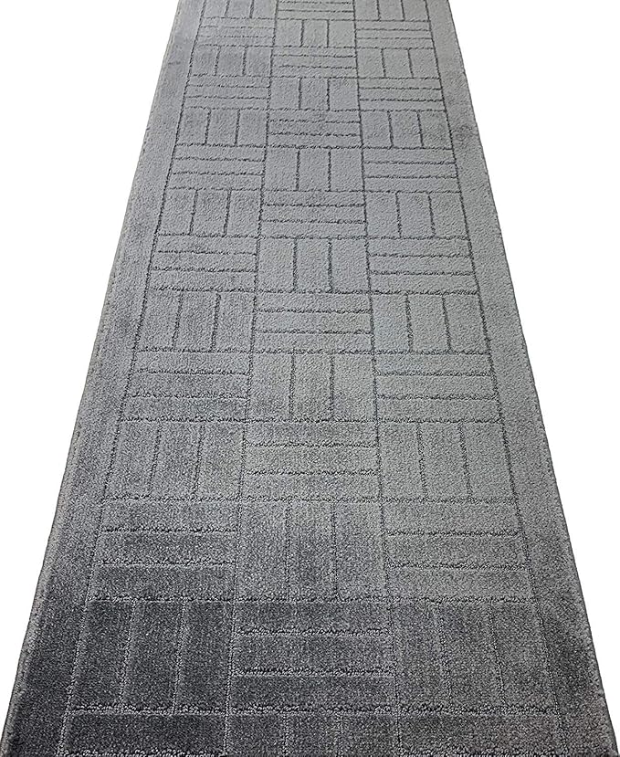 Custom Length Hallway Runner Rug,Slip Resistant,Bricks Anthracite, 26 Inch X 21 feet, Sold and Priced Per Foot