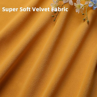 Joydeco Yellow Velvet Curtains 63 inch Length 2 Panels, Luxury Blackout Rod Pocket Thermal Insulated Window Curtains, Super Soft Room Darkening Drapes for Living Dining Room Bedroom,W52 x L63 inches