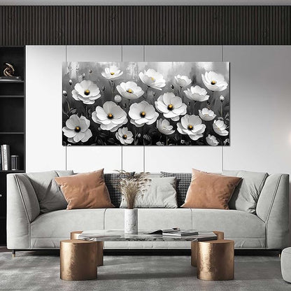 Prepeyssee Black and White Botanical Wall Art floral wall decor for Bedroom Living Room Office Modern Artwork Canvas Prints 29x59 Inch