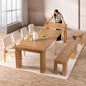 Transformer Table - Solid Wood Extendable Dining Table with Bench and 4 Stackable Chairs, Seats 2-12, Expandable Table, Natural (Table + Bench + 4 Chairs)