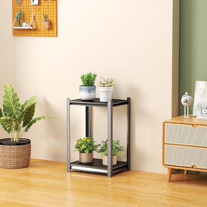 2-Tier Storage Shelves,1200 Lbs Metal Shelving Unit, Double-Layer Columns, Adjustable Reinforcing Shelves for Coffee Table in Living Room, Bedroom, Kitchen，Office(16''W*10''D*22''H)