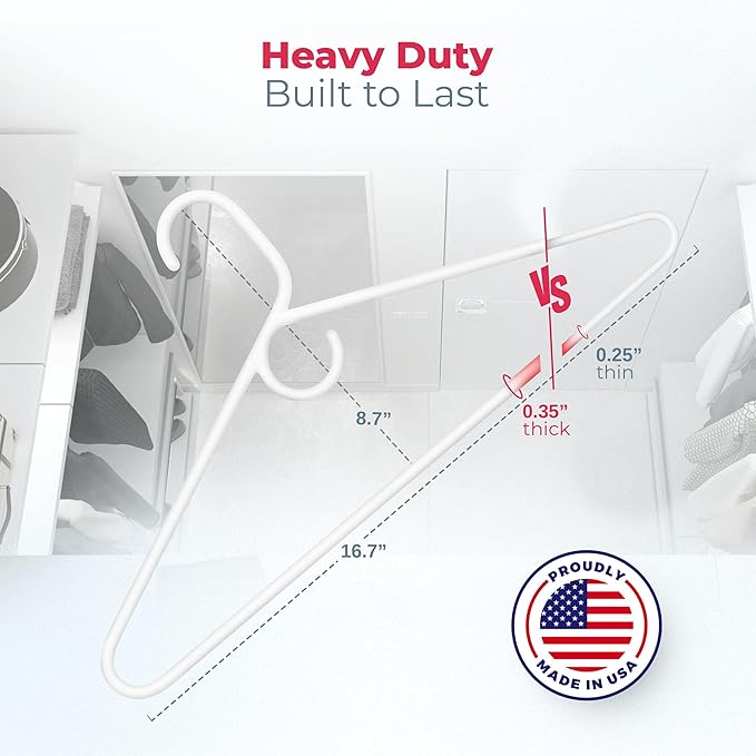 Neaties Heavy Duty Clothes Hangers 100+ Pack (216 Count) – Made in The USA – 8lb Capacity Plastic Hangers for Adult Clothing – Durable for Pants, Coats, Jackets, or Jeans – White & Mint
