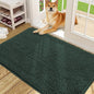 OLANLY Dog Door Mat for Muddy Paws 48x30, Absorbs Moisture and Dirt, Absorbent Non-Slip Washable Doormat, Quick Dry Chenille Mud Mat, Entry Indoor Entryway Carpet for Inside Floor, Blackish Green