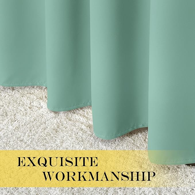 NICETOWN Blackout Curtain Panel 63 inch Long for Window - Thermal Insulated Solid Grommet Blackout Drape for Bedroom Living Room Kitchen (Single Panel, 52W x 63L, Aqua Blue)
