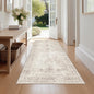 Fmfunctex 2x5 Washable Runner Rug Beige Vintage Neutral Distressed Non Slip Low Pile Indoor Carpet Soft Retro Floral Hallway Entryway Rug for Kitchen Living Room Bedroom Bathroom Laundry Entry Bedside