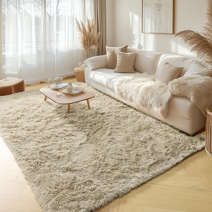 PAGISOFE Fluffy Large Living Room 5x7 Area Rugs,Fuzzy Shag Shaggy Rug Soft Plush Fur Beige Carpet for Room Decor,Indoor Modern Rugs for Living Room Bedroom Dorm Kids Room Decor Nursery Beige Rug