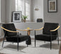 Modern Accent Chairs Set of 2 for Living Room Bedroom Mid Century Arm Chairs Upholstered Office Accent Chairs Comfy Waiting Room Chairs with Metal Frame, Black