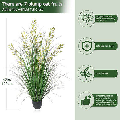 Artificial Plants Artificial Wheat Grass Faux Plants Artificial Grass Plant Fake Green Plants Tall Fake Plants Tall Suitable for Indoor Home Decor Outdoor Porch Terrace Decor（47In 1PCS