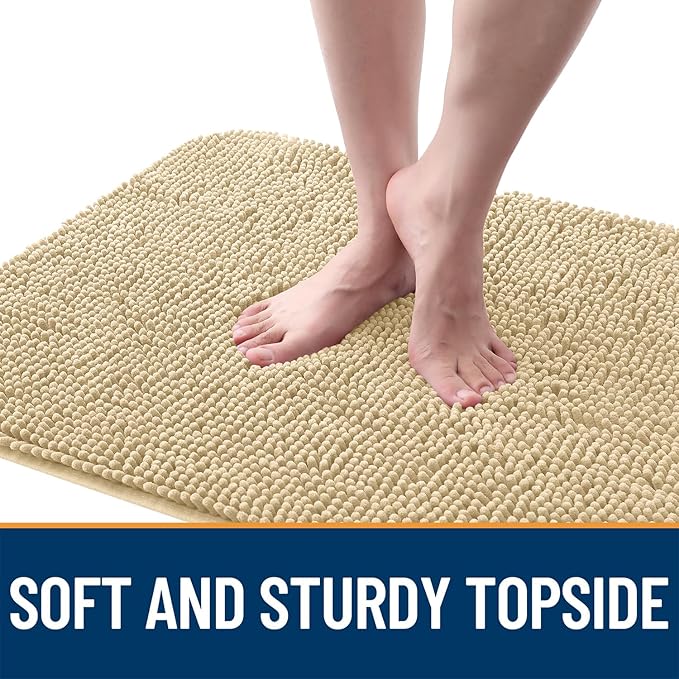 OLANLY Dog Door Mat for Muddy Paws 24x16, Absorbs Moisture and Dirt, Absorbent Non-Slip Washable Doormat, Quick Dry Chenille Mud Mat for Dogs, Entry Indoor Entryway Carpet for Inside Floor, Sand