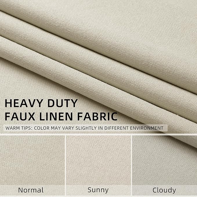 ChrisDowa 100% Blackout Birch Solid Curtains 120 Inches Long 2 Panels for Bedroom Living Room,Farmhouse Room Darkening Thermal Insulated Soundproof Grommet Top Window Treatment Drapes,52x120