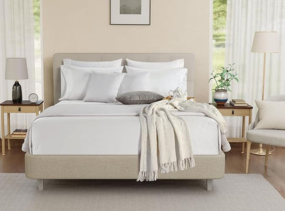 100% Egyptian Cotton Sheets Queen Size Bed Set, Deep Pocket Queen Sheet set, 800 Thread Count Cotton Bed Sheets, Naturally Cool Soft Breathable No Pill Elasticated Luxury White Bedding For All Seasons
