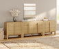 WAMPAT 3 Piece Bedroom Dresser Set, 110.2" Wide Mid Century Modern Chest of Drawers with Curved Handles, Dresser TV Stand with 12 Drawers, Wood Drawer Organizer for Bedroom, Oak