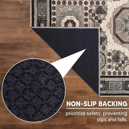 Keen Home Design 9x12 Rug - Machine Washable Area Rug with Non-Slip Backing, Ideal for Living Room, Dining Room, Bedroom - Vintage, Easy Clean, Durable, Low Pile Rug - (9' x 12')