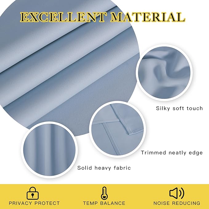 NICETOWN Blackout Curtains 84 Inch Length, Thermal Insulated Curtains for Bedroom Grommet Energy Saving Room Darkening Drapes for Living Room Window, 1 Panel, Vintage Blue, 66" W x 102" L