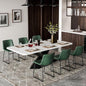 Dining Chairs Set of 6, 18 Inch Modern Armless Dining Chair with Back, Faux Leather Kitchen Dining Room Chair with Metal Legs for Home, Bistro Coffee Shops (Green)