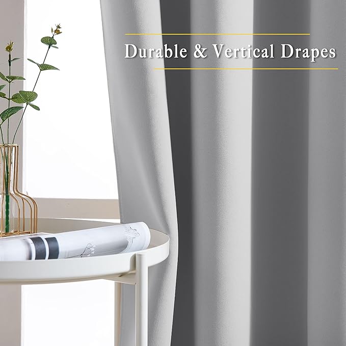 NICETOWN Silver Grey Curtains 84 inch Length 2 Panels, Grommet Thermal Insulated Window Treatments Light & Sound Reducing Drapes for Living Room/Bedroom, W46 x L84