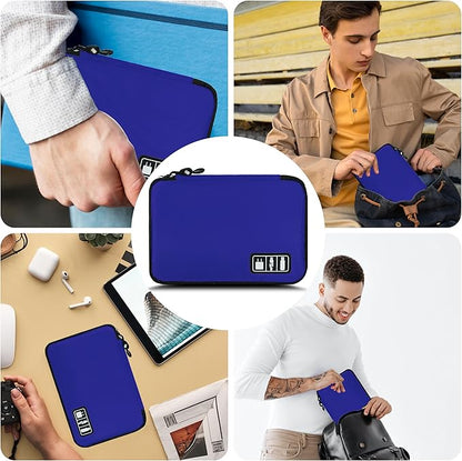 Electronics Organizer,Travel Cord Organizer Pouch, Portable Cable Organizer Bags,Travel Electronic Accessories Storage Case for Cables, Cords, Charger, Phone (Navy Blue)