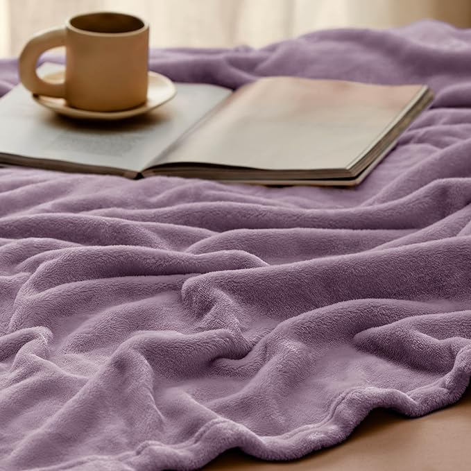 Bedsure GentleSoft Fleece Throw Blanket for Couch Fog Purple - Lightweight Plush Fuzzy Cozy Soft Blankets and Throws for Sofa, 50x60 inches